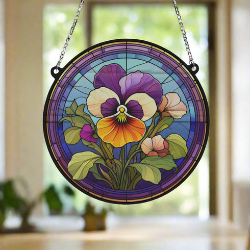 Pansy Stained Glass Effect Suncatcher